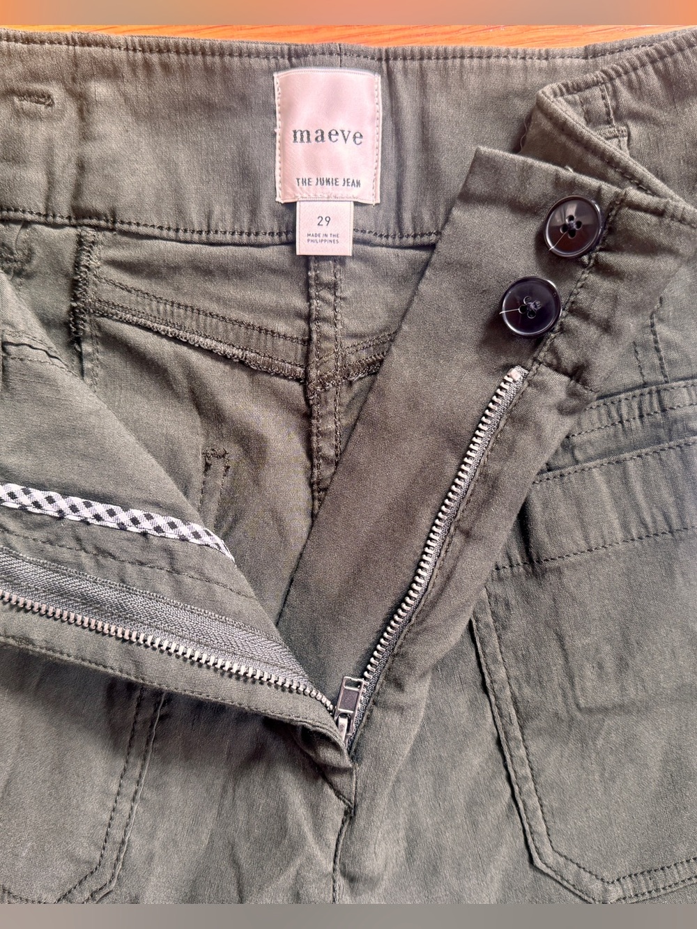 Maeve Olive Green High-Waist Boot-Cut Pants - Picture 4 of 9